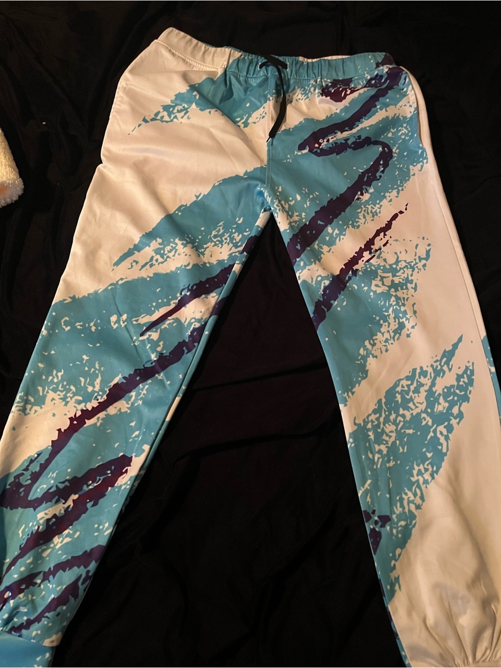 Men's White & Teal Graphic Track Pants